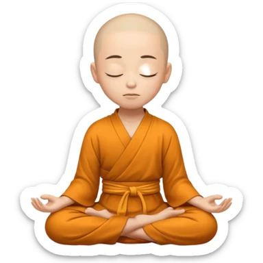 content face typing, eyes closed in a meditative, zen state, monk dress sticker