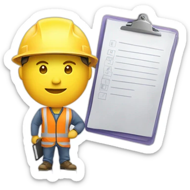Man in hard hat with clipboard sticker