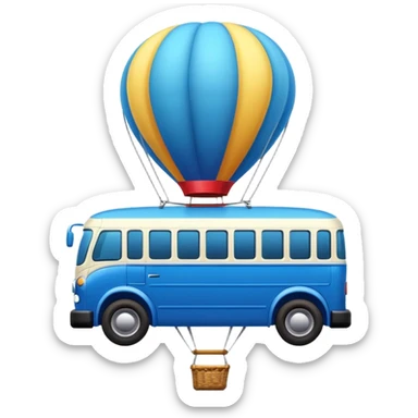make me a high definition emoji of a Blue bus suspended by a single hot air balloon sticker