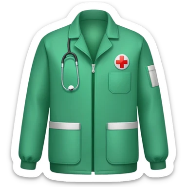 green occupational therapy jacket with medical details sticker