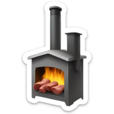 a meat smoker in the backyard billowing smoke from its chimney sticker