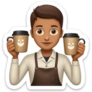 barista with one big cup of coffee sticker