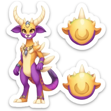 colorful anthro horned Royal vernid fursona Fakemon full body sticker
