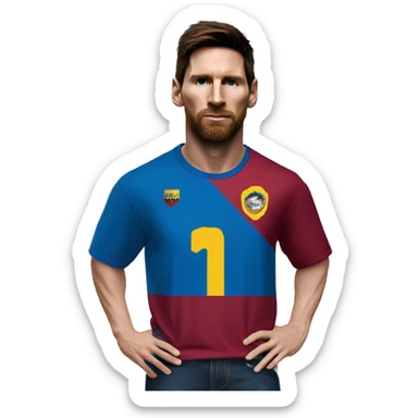 Lionel Messi with a T shirt of Venezuela sticker