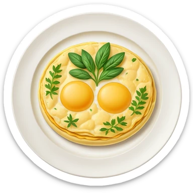 omlette on plate, some garnish on omlette sticker