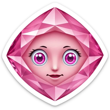 pink diamond with eyes, no mouth, very shiny sticker