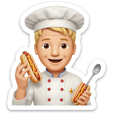 gordon ramsay eat a hotdog, happy smile sticker