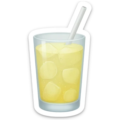 lemonade with no ice cube in a glass with straw sticker