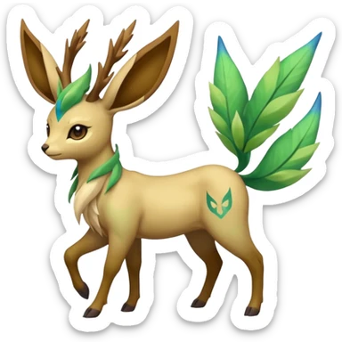 Sawsbuck-Leafeon-Helioptile-Amaura-Virizion-fusion (full body) sticker