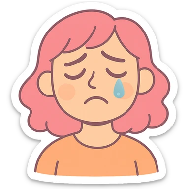 wistful crying face with gentle eyes, single tear, pastel colors sticker