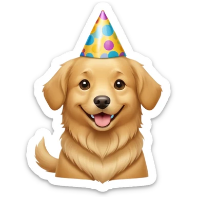 dog wearing a birthday hat sticker