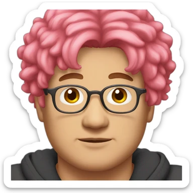 pinkhair-fat-middleage-man-japanese-redspectacle sticker