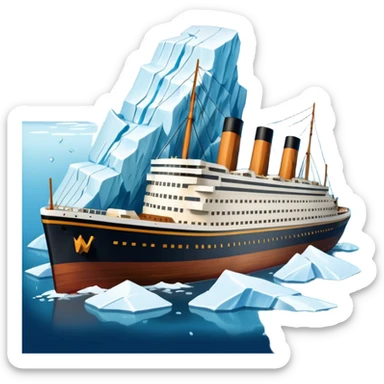 titainic crashing into an iceberg sticker