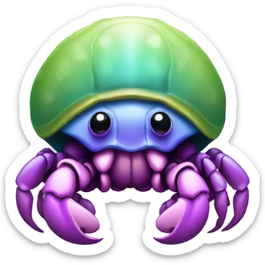 Purple pink blue green smiling hermit crab cartoon less leggu sticker