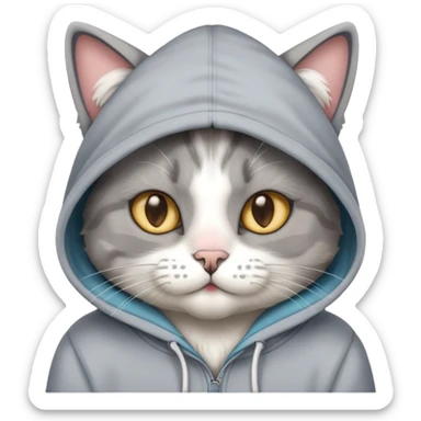 a cat wearing a hoodie with powder by its nose  sticker