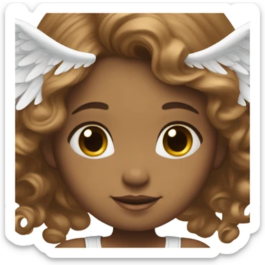 two white girl babies with brown hair wearing a halo and angel wings sticker