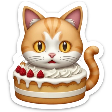 Cat vomiting because of eating cake sticker