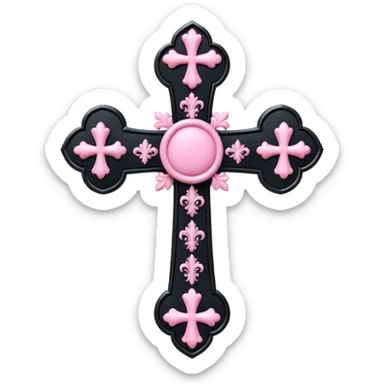 realistic 3d soft cute black pink goth cross , no woman sticker