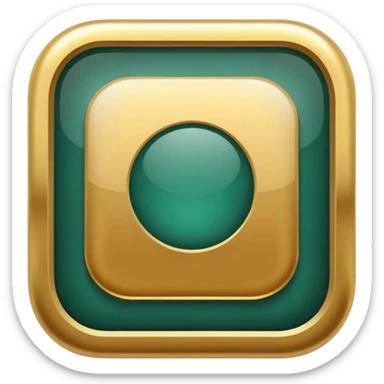 Blank dark Jade and gold style rounded square icon button sticker