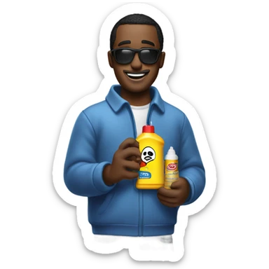 Diddy holding lubricant for a car  sticker