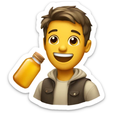 A smiling guy spitting honey sticker