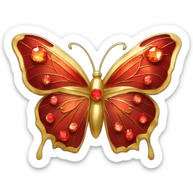 gold and red crystal butterfly jewel sticker