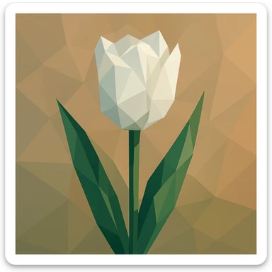white tulip polygonal style sticker