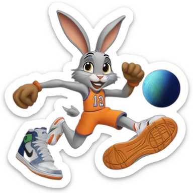 Bugs and Lola Bunny with Nike Space Jam sticker