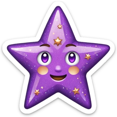 Quiero un emoji de estrella, pero que la estrella sea de oro rosa y brilli brilli con chispitas moradas sticker