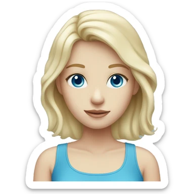 Blonde pale girl with blue eyes and ocean blue top sticker
