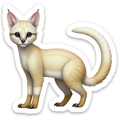 Colorful albino soft smooth silky pale light pastel white glorious divine exotic cute cool beautiful beautiful fantasy-caracal-civet-genet-sergal-vernid-Cacomistle-Trico-oncilla-animal-Fakémon-hybrid-fursona (full body) sticker