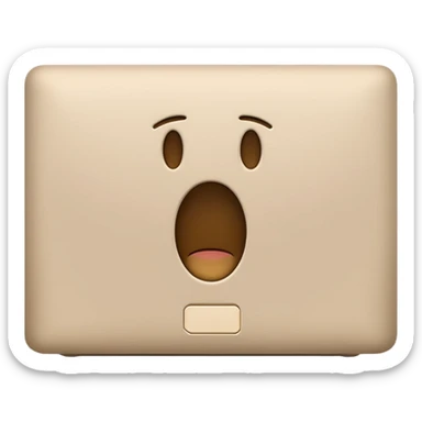 light beige MacBook laptop, emoji style sticker