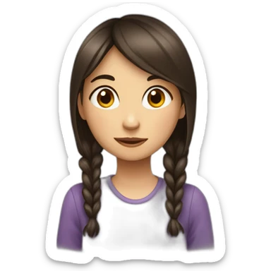 A shy brunette girl with a lot of heart sticker