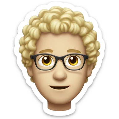 male with eye glass blonde curly hair white skin blue eyes sticker