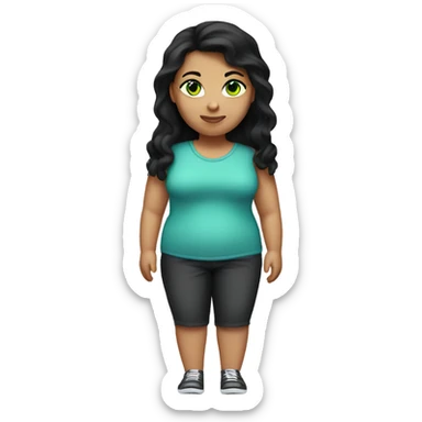 Light skin obese girl with green eyes skinny legs straight black hair sticker