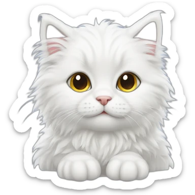 white fluffy kitten sticker