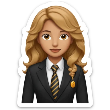 long wavy haired woman with tie and blazer sticker