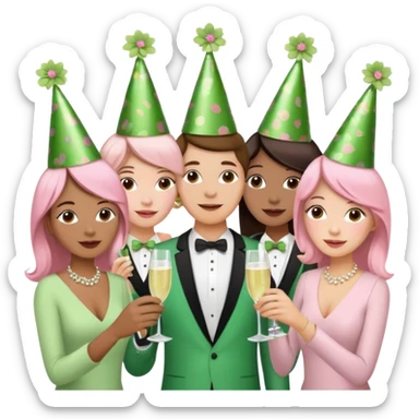 light green and light pink floral party sticker