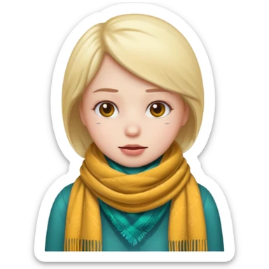 emoji character wearing scarf, cold expression, WhatsApp style sticker