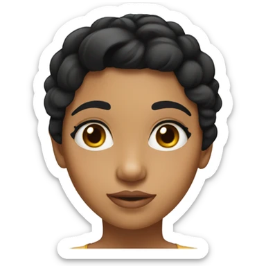 Girl with big eyes, black and straight hair, thick eyebrows and tan skin sticker