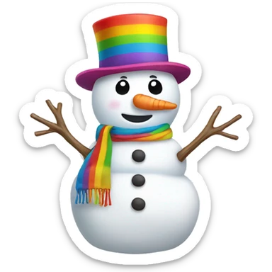 Rainbow snowman sticker