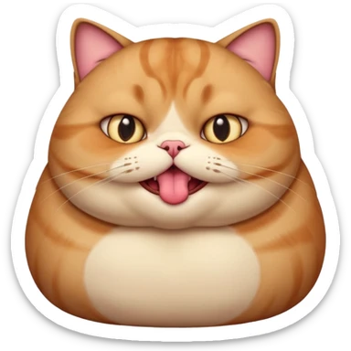 fat obese cat with giant eyes and giant tongue out sticker