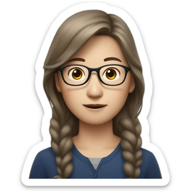 Tim cook with a brown hair Korean girl with eyeglasses sticker