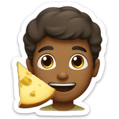 a brown boy eating a slice of potato  sticker