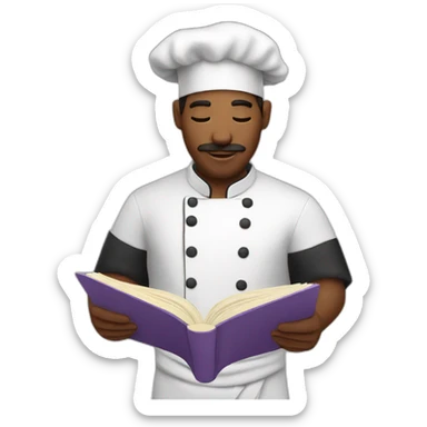 chef reading recipe book sticker