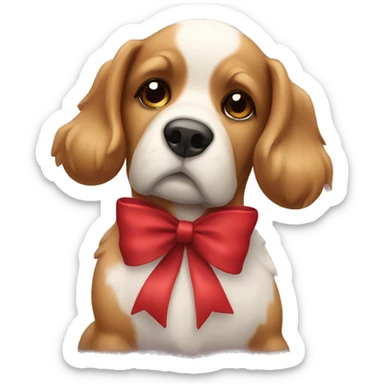Christmas dog with bow  sticker