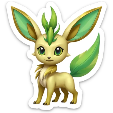 Shiny Aural Leafeon-Keldeon-Celebi-Helioptile-Heliolisk-Fakémon-fusion (full body) sticker
