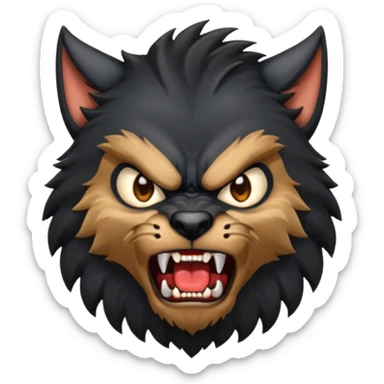 Create an emoji of Werewolf half bodied till waist sharp nails angry face black sticker