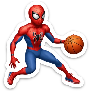 Spider-Man with a football and a basketball sticker