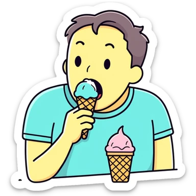 Man eating icecream crying sticker